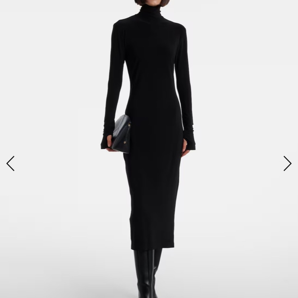 Norma Kamali Black Long-Sleeve Midi Dress